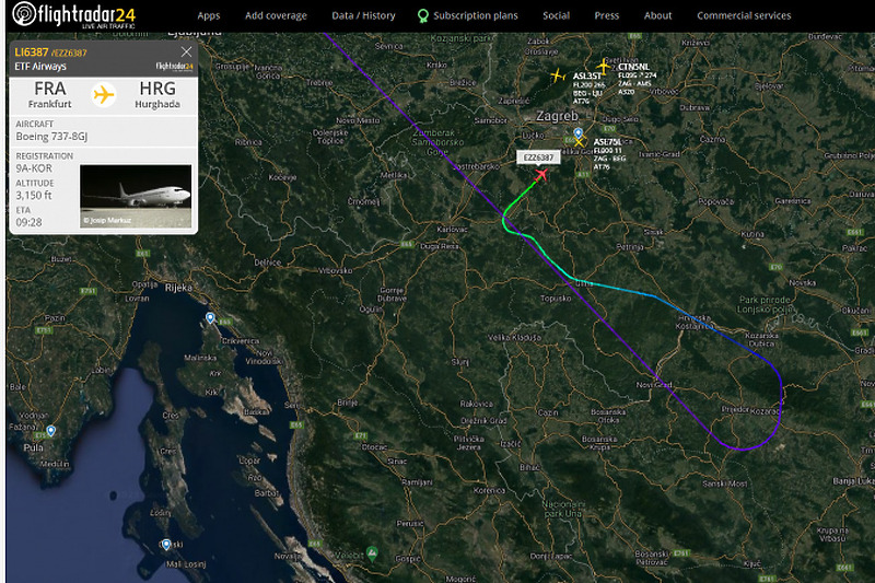 Screenshot: Flightradar24