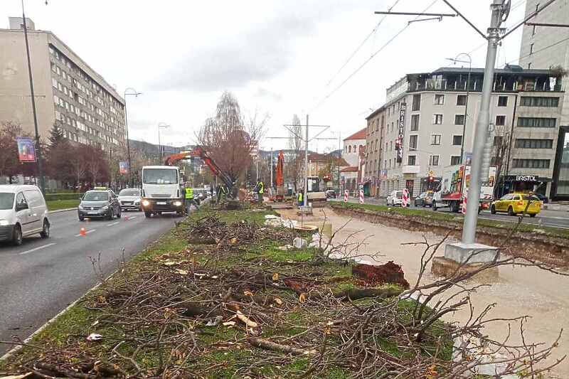 Posječena stabla uz tramvajsku prugu (Foto: Općina Novo Sarajevo)