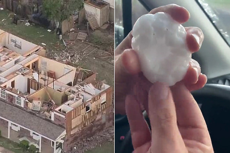 U nekim dijelovima SAD-a tornado je nanio ogromnu štetu, dok je u pojedinim padao džinovski grad