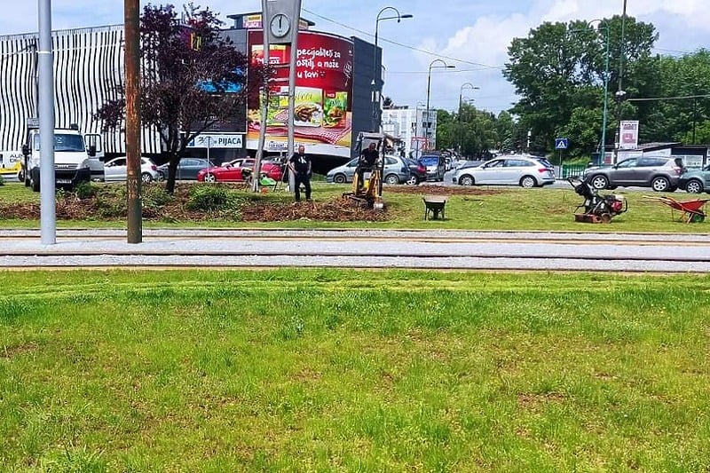 Uređenje zelene površine na kružnom toku na Ilidži (Foto: Vlada KS)