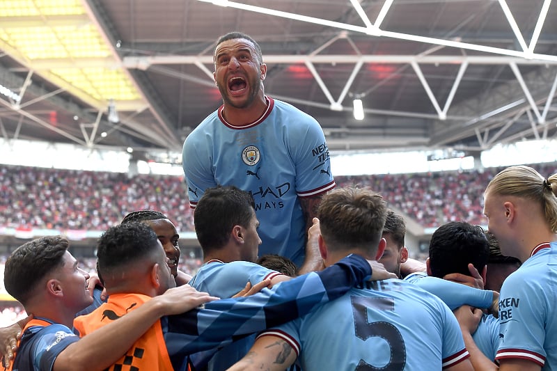 Slavlje nogometaša Manchester Cityja nakon gola (Foto: EPA-EFE)