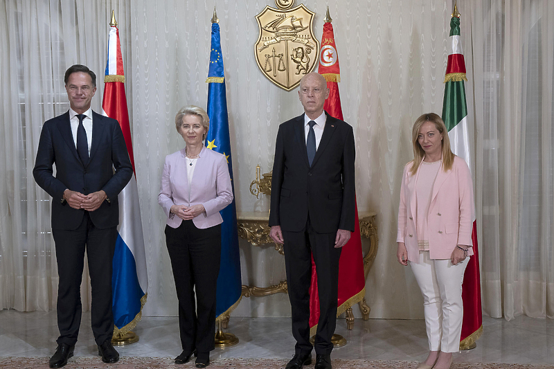 Mark Rutte, Ursula von der Leyen, Kais Saied i Giorgia Meloni (Foto: EPA-EFE)