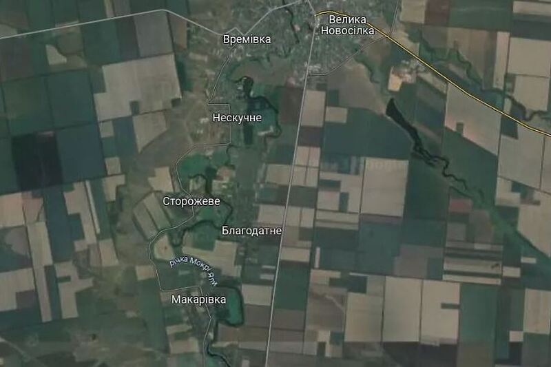 Blizina naselja gdje se vode bitke i poplavljene rijeke (Screenshot: Google maps)
