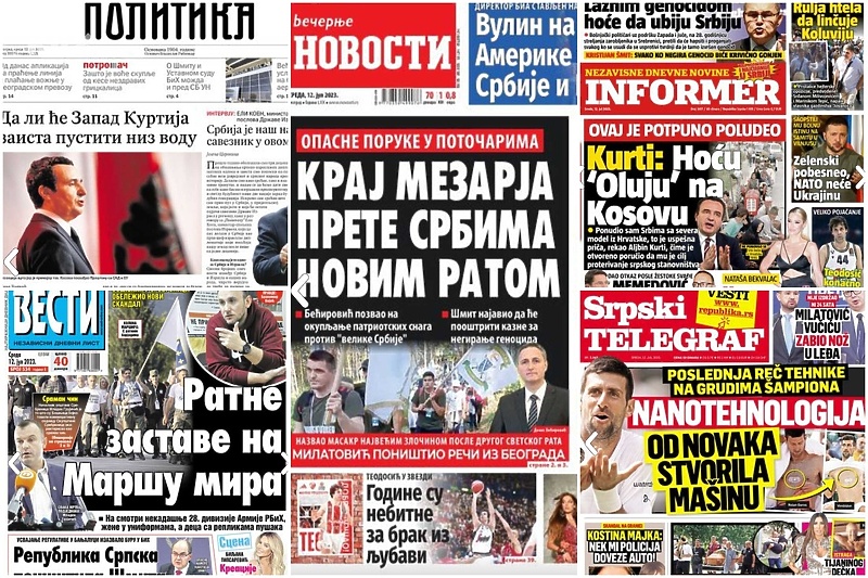 Današnje naslovnice medija u Srbiji (Ilustracija: Klix.ba)