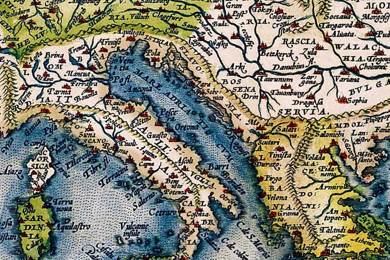 Karta Evrope iz 16. stoljeća sa fokusom na Jadransko more (Foto: Reddit)