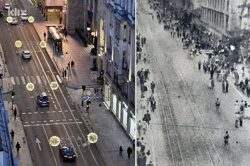Sarajevska glavna ulica u dva različita perioda (Foto: Klix.ba/Historijski arhiv Sarajevo)