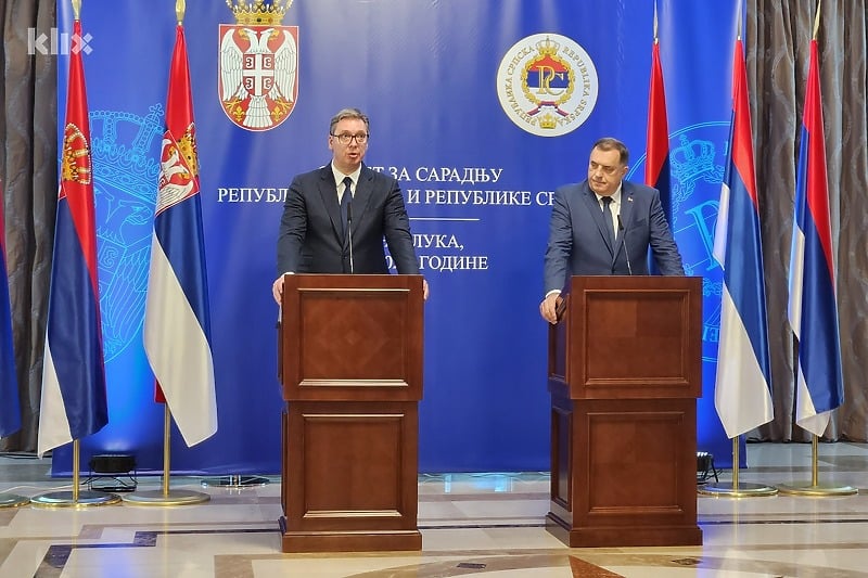 Vučić i Dodik tokom današnjeg sastanka u Banjoj Luci (Foto: E. M./Klix.ba)