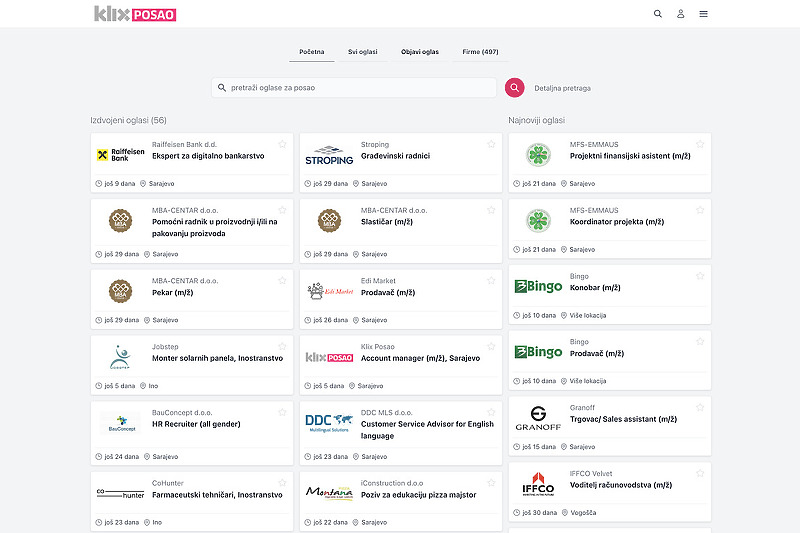 Na Platformi Klix Posao Za Dva Mjeseca Objavljeno Preko 1 000 Oglasa na-platformi-klix-posao-za-dva-mjeseca-objavljeno-preko-1-000-oglasa