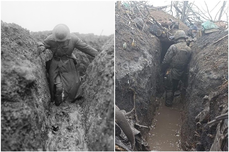 Vojnik na Verdunskom frontu i ukrajinski borac u Bahmutu (Foto: Wikicommons)