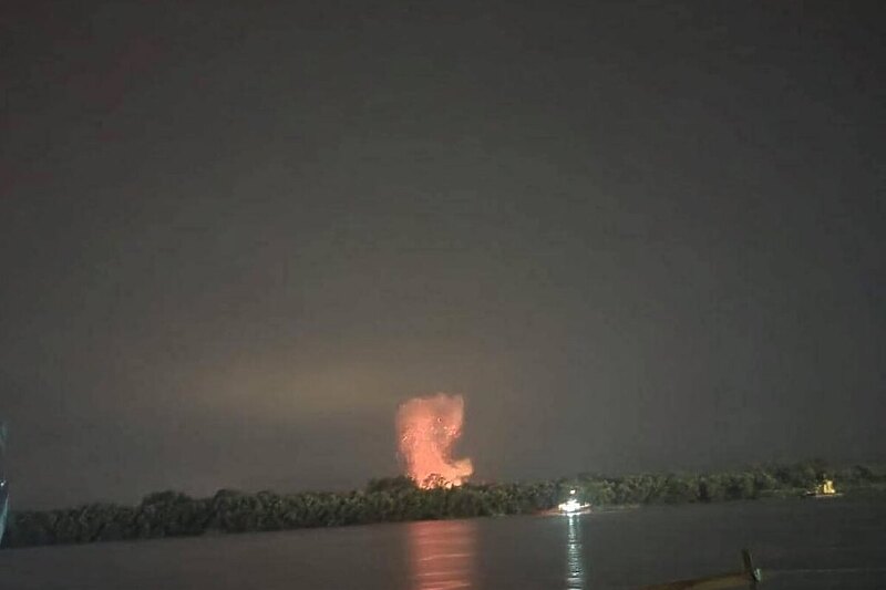 Fotografija koja prikazuje eksploziju s rumunske strane Dunava (Foto: Telegram)