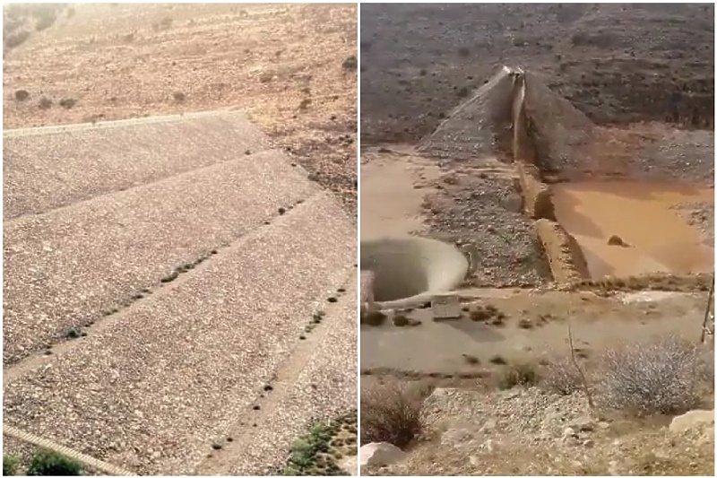 Brana u Derni prije i nakon urušavanja (Foto: Twitter)