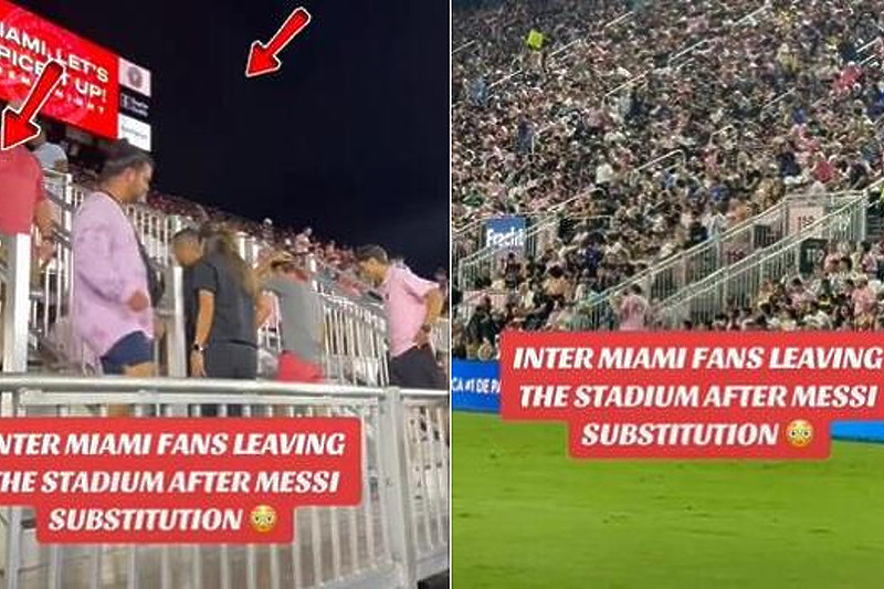 Trenutak kada navijači Inter Miamija napuštaju stadion (Foto: Screenshot/Twitter)