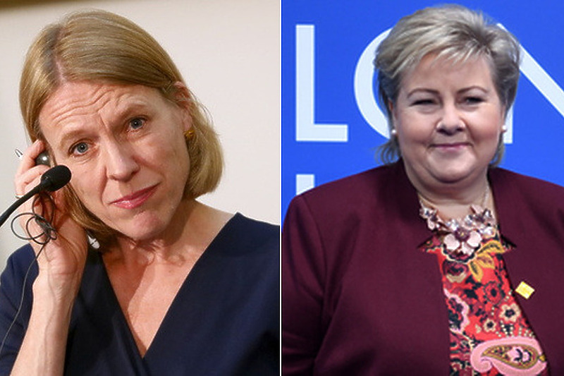 Anniken Huitfeldt i Erna Solberg (Foto: EPA-EFE)