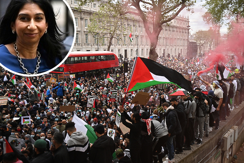 Ministrica Suella Braverman i demonstracije u Londonu (Foto: EPA)