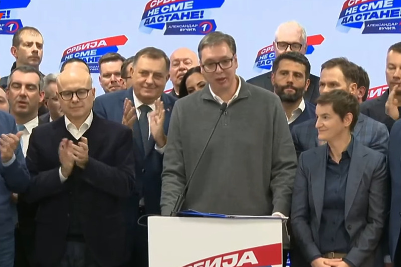 Dodik u štabu Vučića (Screenshot: Tanjug)