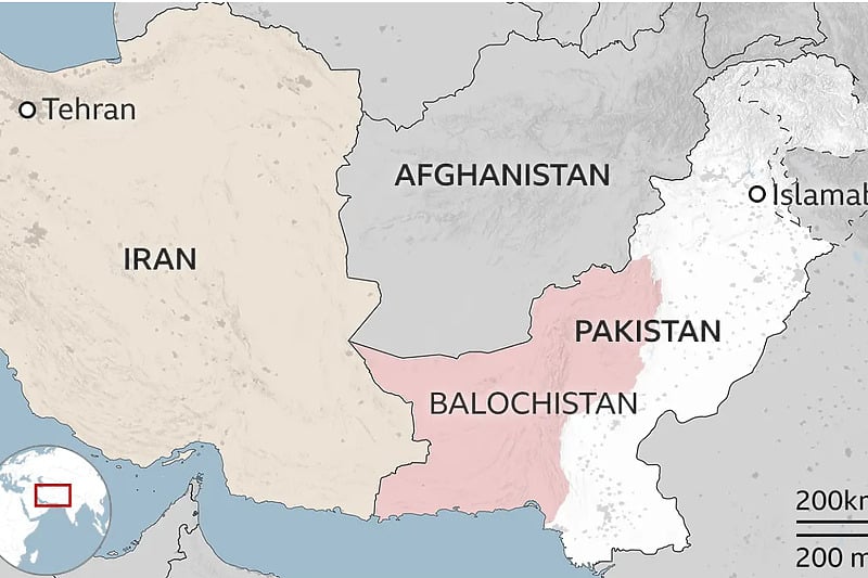Dijelovi Pakistana koje je dan ranije gađao Iran (Foto: BBC)