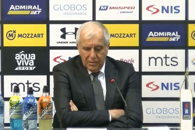 Željko Obradović na pres konferenciji nakon utakmice sa Splitom (Foto: Screenshot)