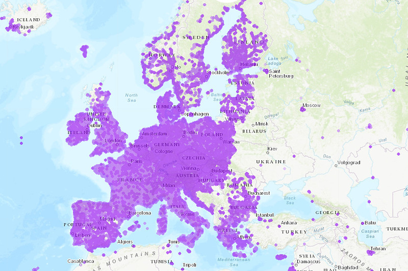 Pokrivenost 5G mrežom na području Evrope