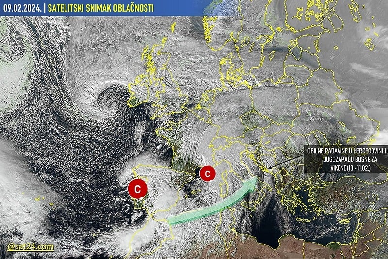 Mapa: BHmeteo.ba