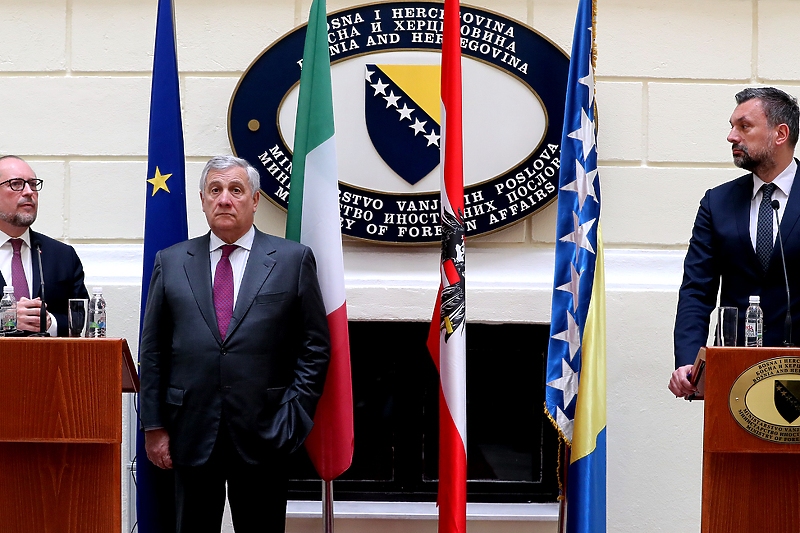 Schallenberg i Tajani su u martu prošle godine posjetili Sarajevo (Foto: EPA-EFE)