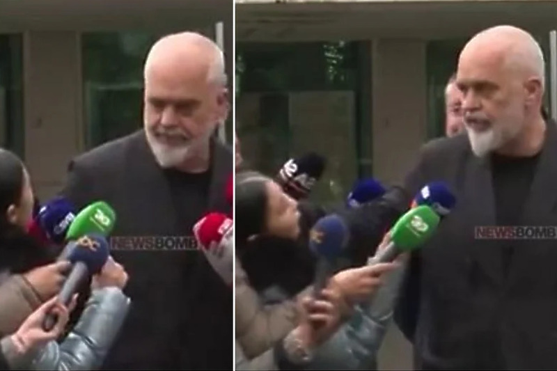 Albanski premijer Edi Rama i novinarka televizije Syri