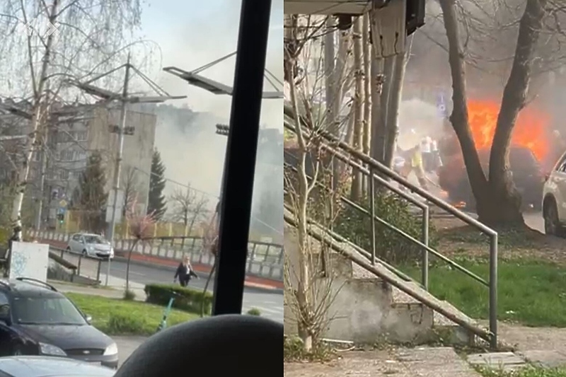 Požar na automobilu u sarajevskom naselju Čengić Vila (Foto: Klix.ba)