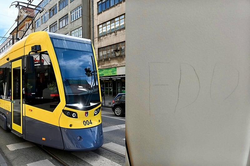 Oštećenje u unutrašnjosti novog sarajevskog tramvaja (Foto: Klix.ba/Facebook Adnan Šteta)