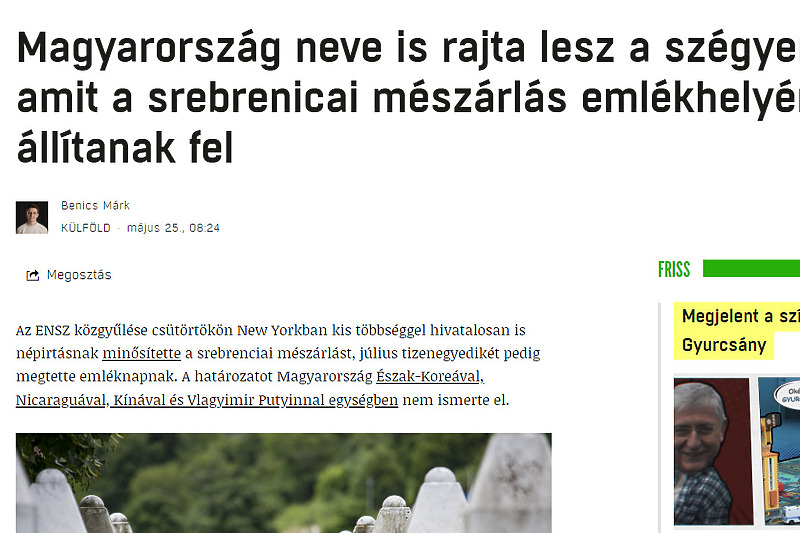 Članak koji je objavio mađarski 444.hu