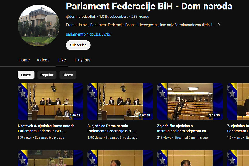 Screenshot: Youtube/Parlament Federacije BiH - Dom naroda