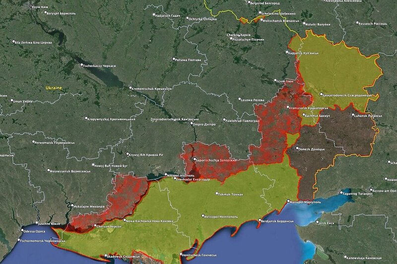 Ukrajinska vojska bi se morala povući s teritorija označenih crvenom bojom (Foto: X.com)