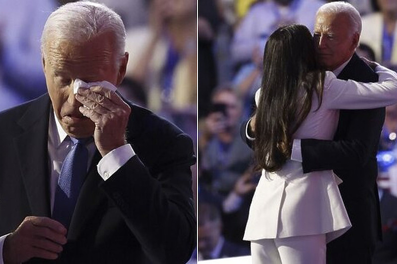 Biden se rasplakao kada je na scenu izašla i njegova kćerka (Foto: EPA-EFE)