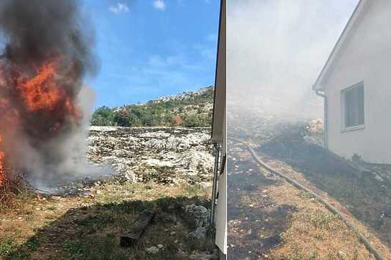 Požar u Podveležju prijetio da zahvati kuću (Foto: Facebook)