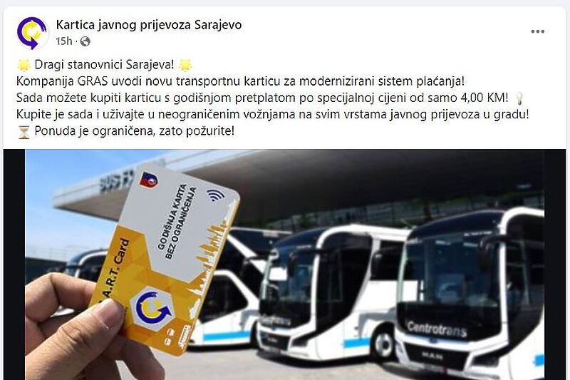 Objava s lažnim sadržajem na Facebooku