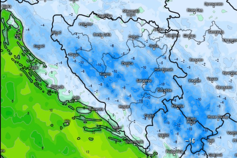 Veći dio BiH je danas bio pogođen niskim temperaturama