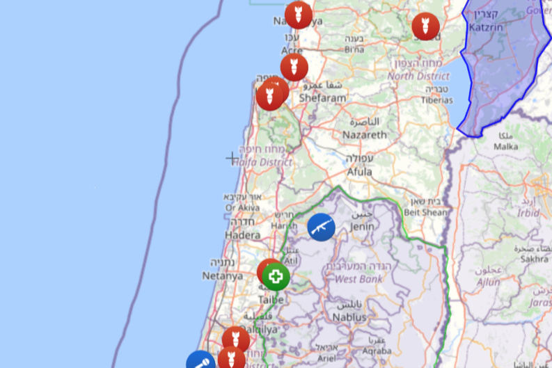 Mapa: israelpalestine.liveuamap.