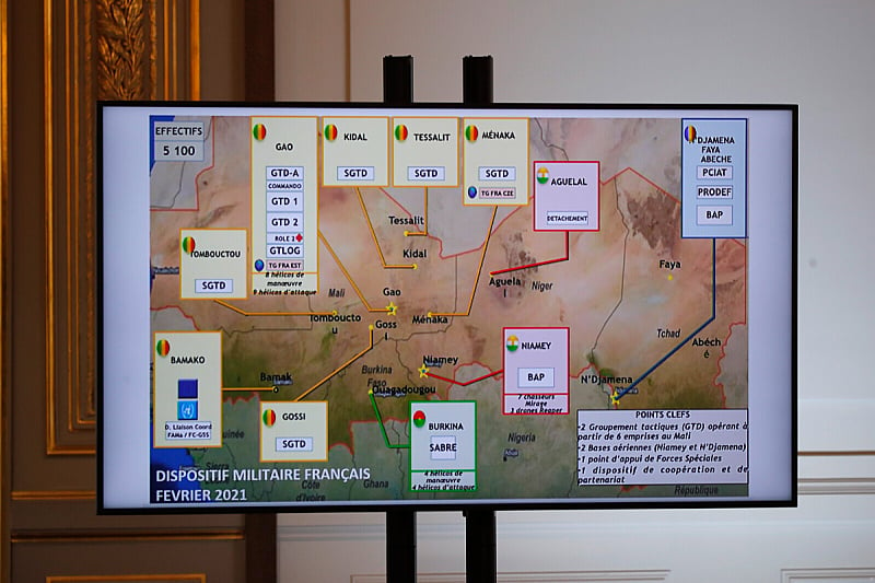 Mapa baza koje je Francuska imala u Sahelu (Foto: EPA-EFE)