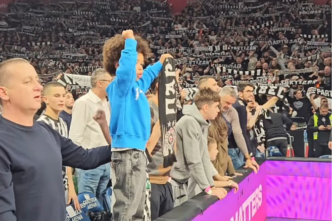 Lessortov sin navija za Partizan (Foto: Euroleague/Screenshot)