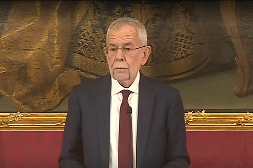 Alexander Van der Bellen tokom obraćanja (Screenshot: Der Standard)