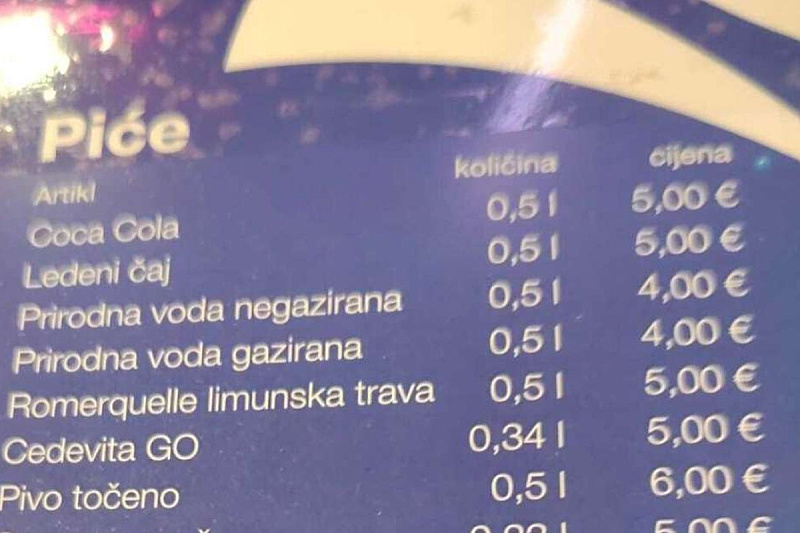 Cijene pića u Zagrebu (Foto: Ekipa.svet24.si)