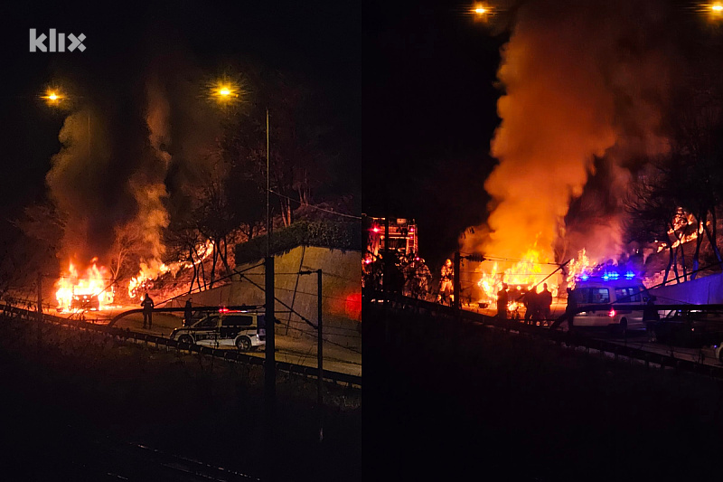 Požar na vozilu u Drinskoj ulici u Sarajevu (Foto: Čitatelj)