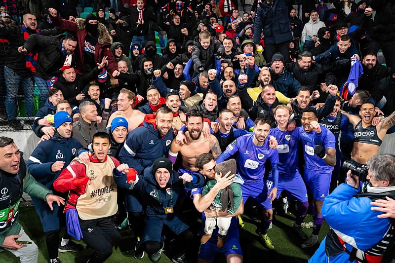 Slavlje nogometaša Borca poslije plasmana u osminu finala Konferencijske lige (Foto: FK Borac Banja Luka/Facebook)