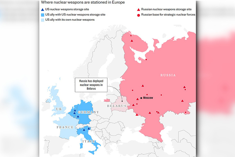 Raspored nuklearnog oružja u Evropi (Foto: The Telegraph)