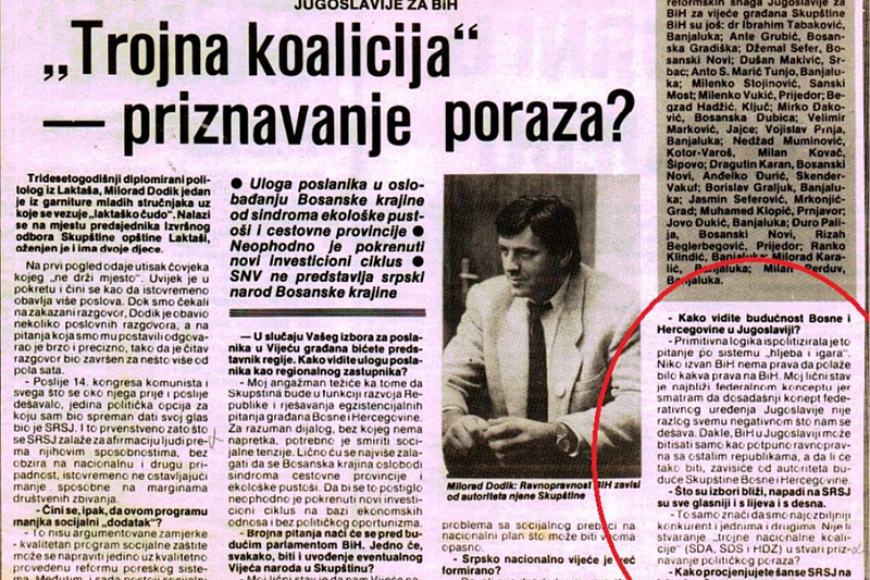 Dodikov intervju iz 1990. godine