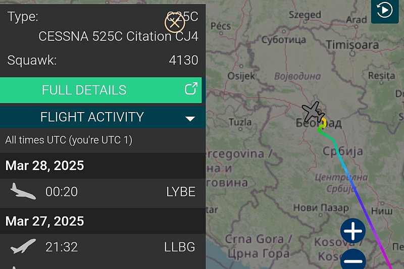 Avion RS-a stigao u Srbiju