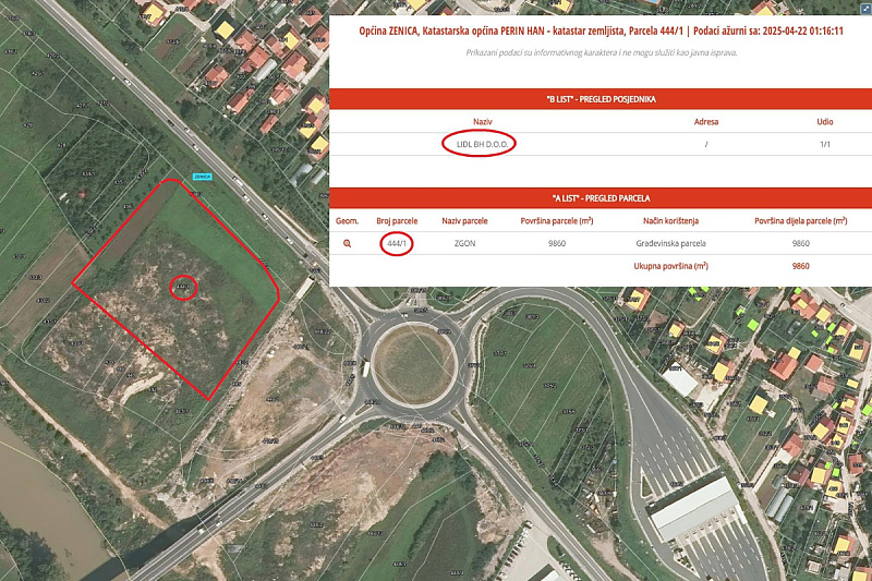 Skica zemljišta i informacije iz katastar.ba