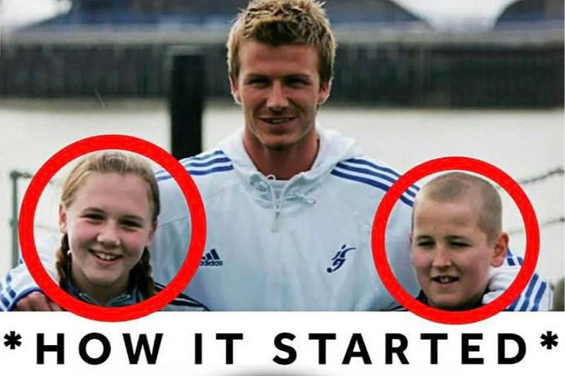 Katie i Harry zajedno s Beckhamom 2005. godine (Foto: David Beckham Academy)