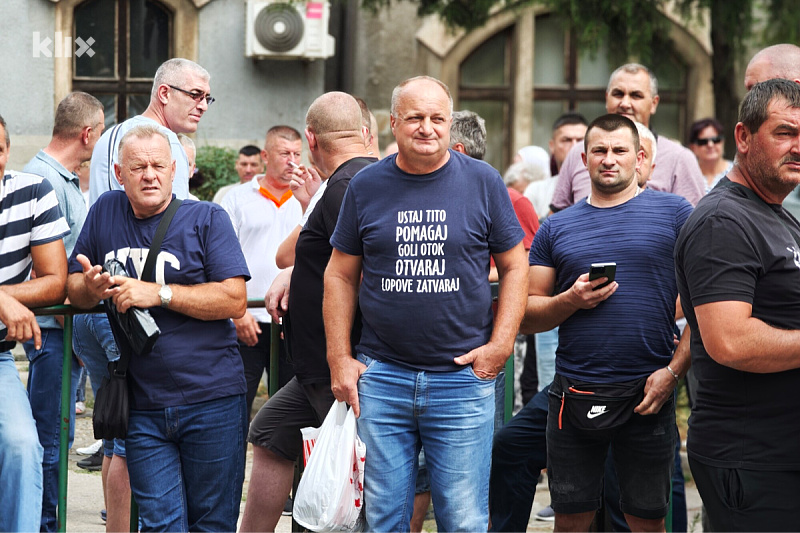 Detalj s protesta rudara u Zenici (Foto: E. M./Klix.ba)