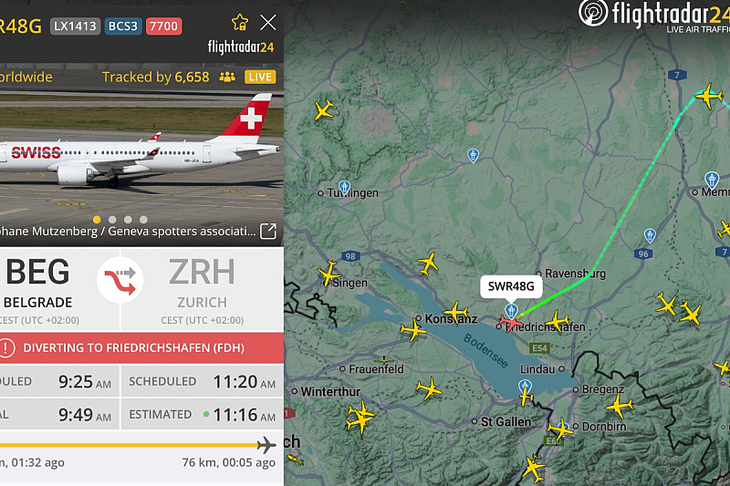 Let naglo preusmjeren na aerodrom Friedrichschafen