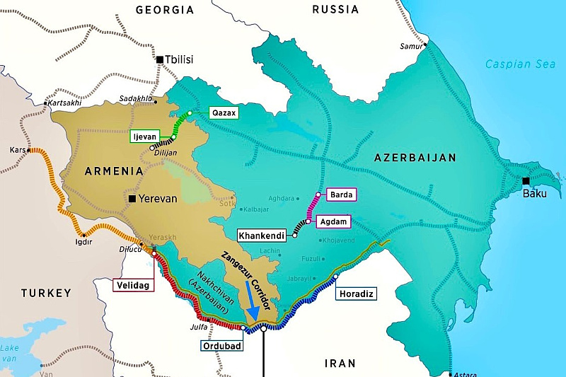 Azerbejdžan je podijeljen tzv. Zangezurskim koridorom