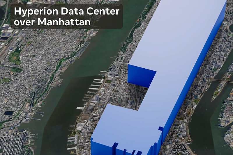 Hyperion podatkovni centar u poređenju s veličinom Manhattana